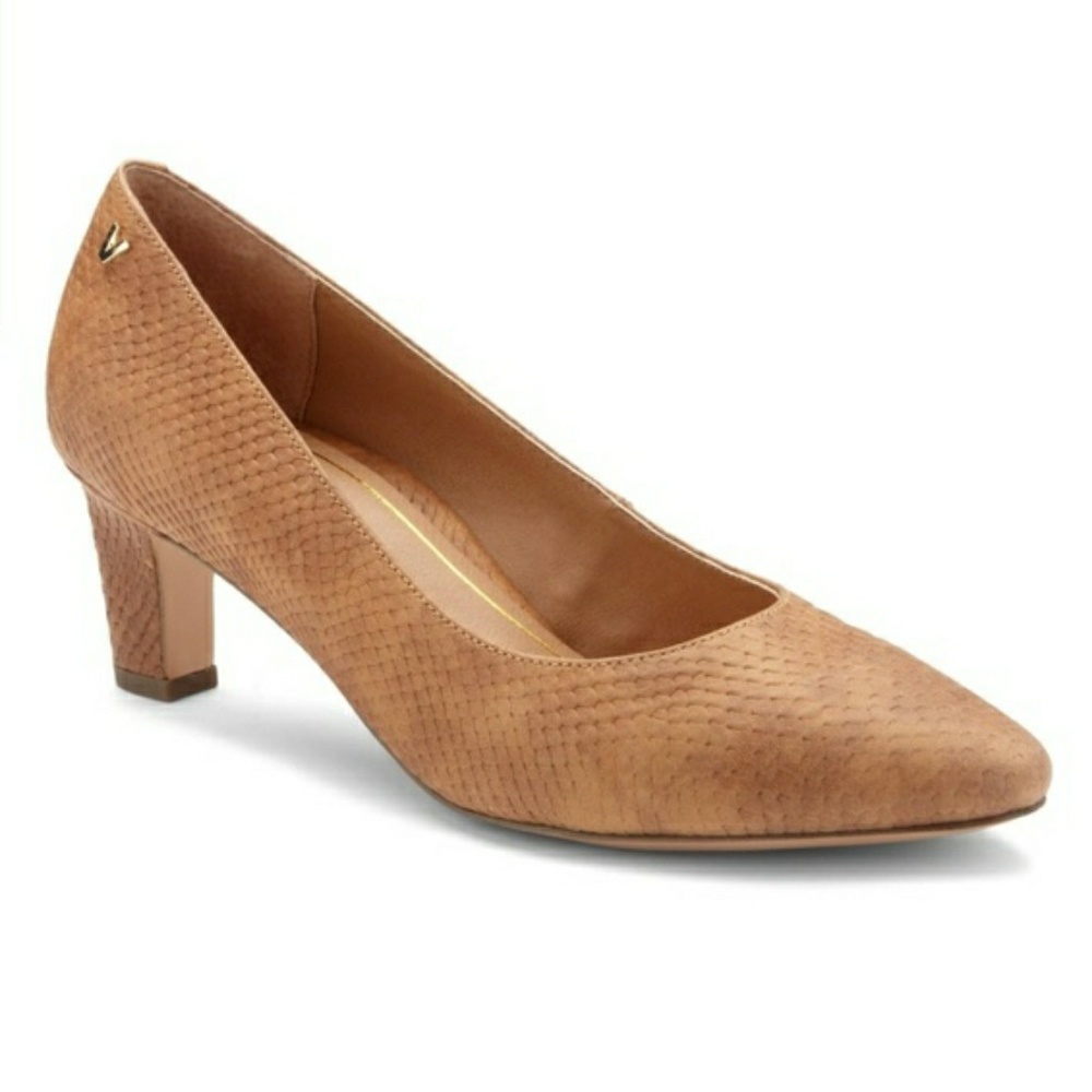 Vionic Madison Mia Brown Embossed Leather Heel 10